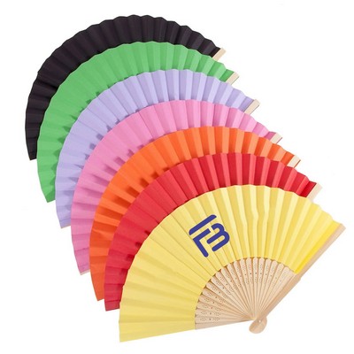 Personalized bamboo paper and fabric folding hand fan