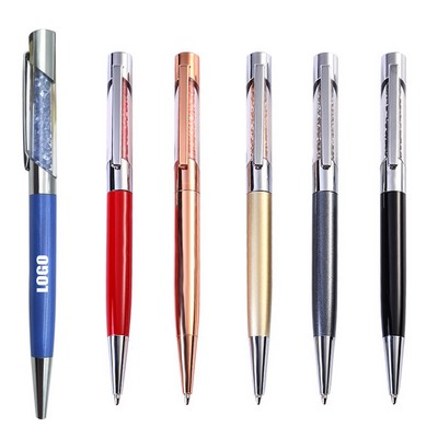 Plated Metal Color Pen with Crystal