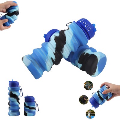 16 Oz Silicone Water Bottle Clip-On Collapsible