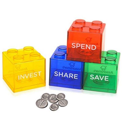 Transparent Plastic Building Blocks Piggy Bank