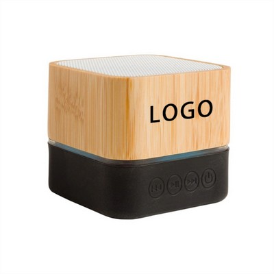 Bamboo Square Mini Portable Speaker W/ With Memory Playback