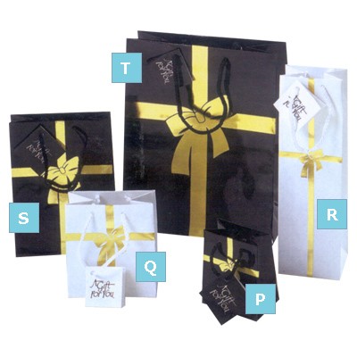 White Bag w/Gold Bow & Card (3" x2" x3½")