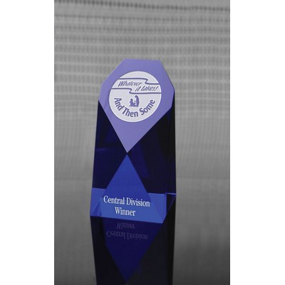 Small Cobalt Blue Monument Optical Crystal Award