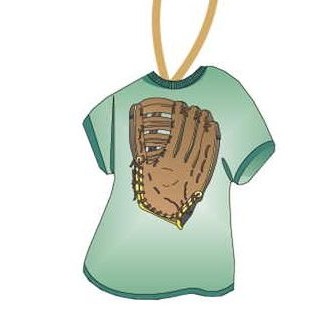 Baseball Glove Promotional T-Shirt Ornament w/ Black Back (4 Square Inch)