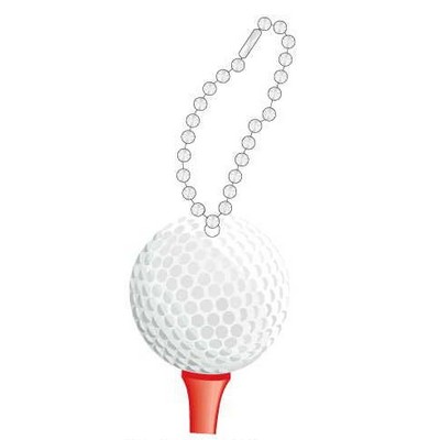 Golf Ball & Tee Promotional Key Chain w/ Black Back (12 Square Inch)