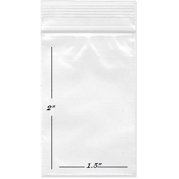 Zip Lock Unprinted Clear Bags 2 Mil. 1-1/2"x2"