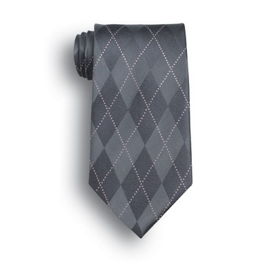 Gray Argyle Silk Tie