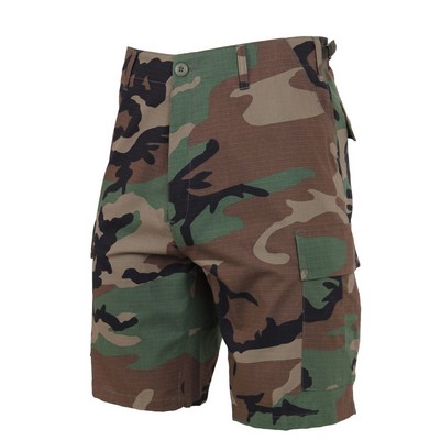 Woodland Camouflage Rip-Stop Battle Dress Uniform Combat Shorts (XS to XL)