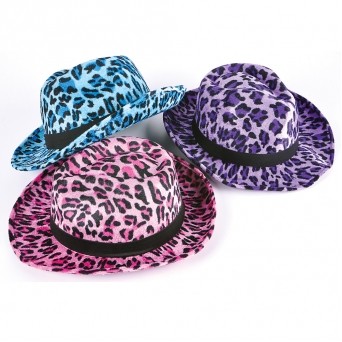 Fashion Fedora Neon Hot Leopard Print Hat