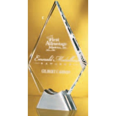 Triangular Reverse Bevel Clear Crystal Award w/ Aluminum Base (10")