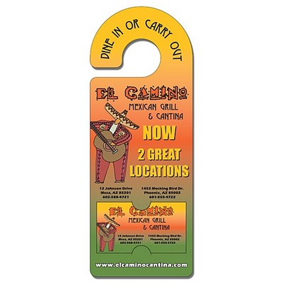 Door Hanger - 4x10.5 Extra-Thick Laminated with Rounded Handle and Business Card Insert - 24 pt.