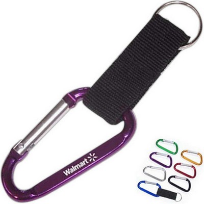 5cm Aluminum Carabiner w/Split Key Ring & Strap