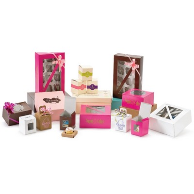 White Gloss/Natural Kraft 6 Piece Cupcake Box (10"x10"x4")