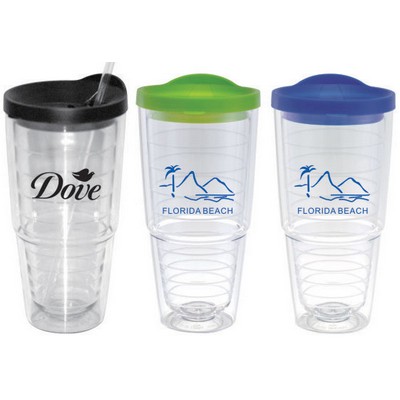 24 Oz. Double Wall Acrylic Cup w/Straw