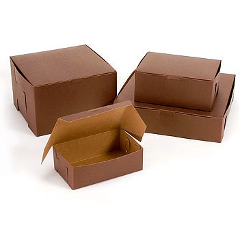 2 Piece Lock Corner Cocoa Kraft Cake Bakery Box (19 1/2"x14"x4")