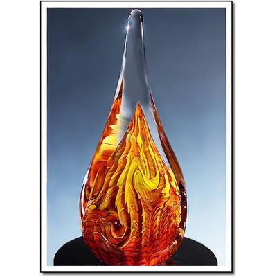 Fire Mountain Art Glass Sculpture w/ Marble Base (4.5"x11.75")