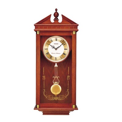 Seiko Chime w / Pendulum Solid Oak Wall Clock