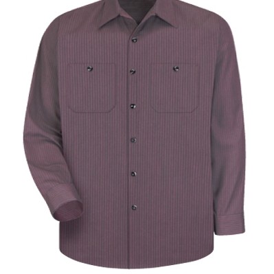 Red Kap™ Men's Durastripe® Long Sleeve Work Shirt - Charcoal Gray/Red Stripe