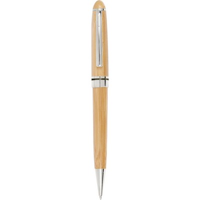 Solstia Bamboo Silver Twist-Action Ballpoint Pen