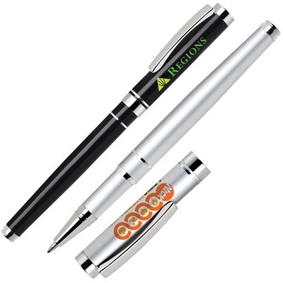 Twist Action Aluminum Rollerball Pen w/ Chrome Accents