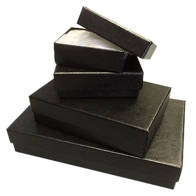 Black Textured Rigid Cotton Filled Jewelry Box (7"x5"x1 1/4")