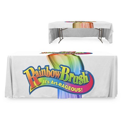 6' Premium PolyKnit™ 3-Sided Open Back Throw Style Table Cover w/Full Dye Sub Logo (72"x30"x29")