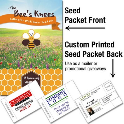 The Bee's Knees Pollinator Wildflower Seed Packet / Mailable Seed Packet - Custom Printed Back