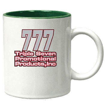 11 Oz. Two Tone C-Handle Mug (White/ Green)