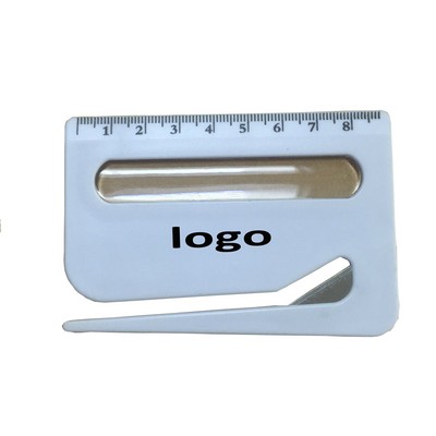 Plastic Letter Opener w/Ruler/Magnifier