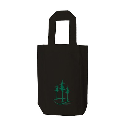 Black Canvas Double Bottle Wine Tote - 1 color (5.5" x 10.5" x 3")