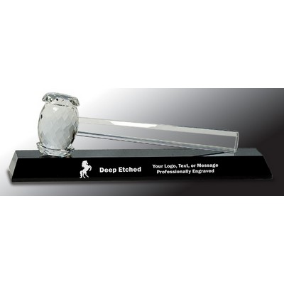 13 7/8" x 4 1/4" Crystal Gavel on Black Base Crystal Award