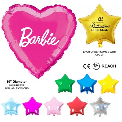 Mylar Balloon - 10" - Heart Or Star Shaped