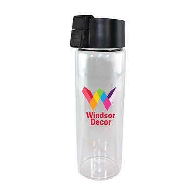 20 Oz. Durable Clear Glass Bottle w/Flip Top Lid (Full Color Digital)