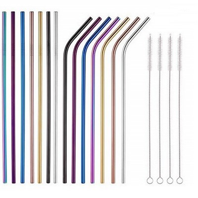 Single Stainless Steel Straw - Bent (6mm) - COLORED