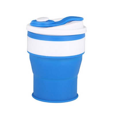 12 Oz. Silicone Folding Camping Cup w/Lid