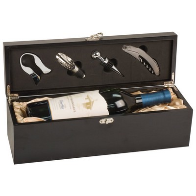 Matte Black Finish Single Wine Box with Tools