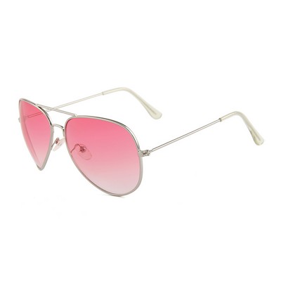 Sunglasses - Pink Gradient Lenses - Silver Frames