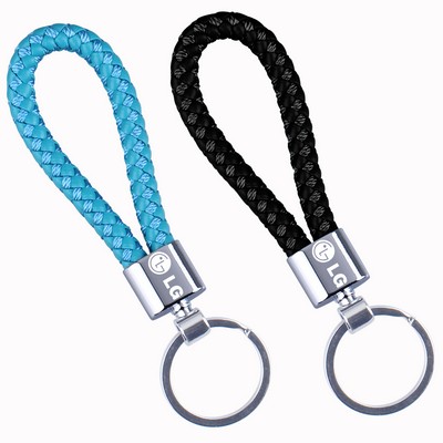 Braided Woven Leather Rope Keychain (Shorter Prod Time)