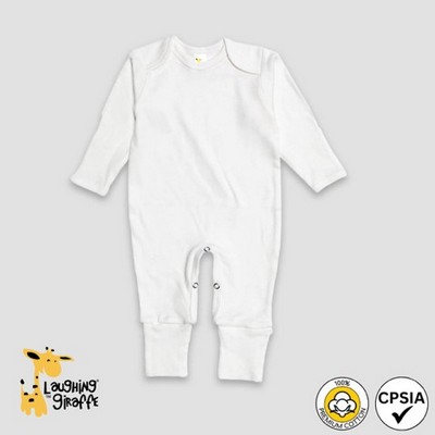 Baby Footed Pajamas with Mitten Cuffs - White - Premium 100% Cotton - Laughing Giraffe®