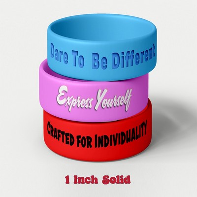 Solid Colored Silicone Wristband - 1" band