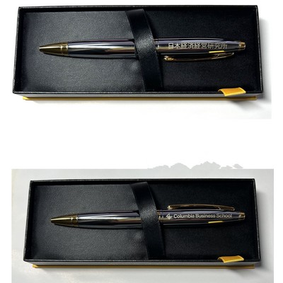 Cross Calais Ballpoint Pen In Chrome With Gold Trim