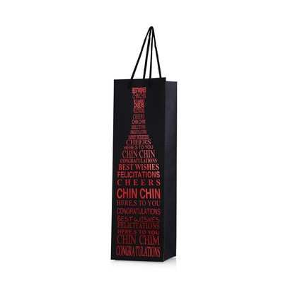 Single Bottle Black Cardboard Wine Tote Bag