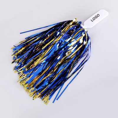 Metallic Foil Cheerleader Poms with/ Plastic Handle