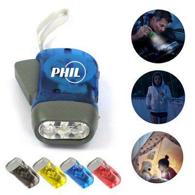 Outdoor Hand Cranking Portable LED Flashlight Without Battery