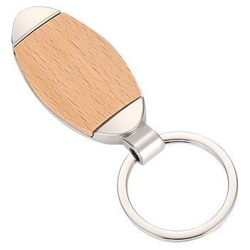 Soccer Shape Wood Metal Keychain