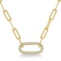 Jilco Inc. 14K Yellow Gold Diamond Paperclip Necklace