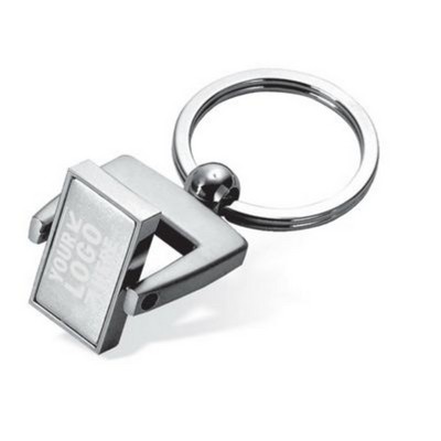 Rotating Rectangular Center Metal Keychain