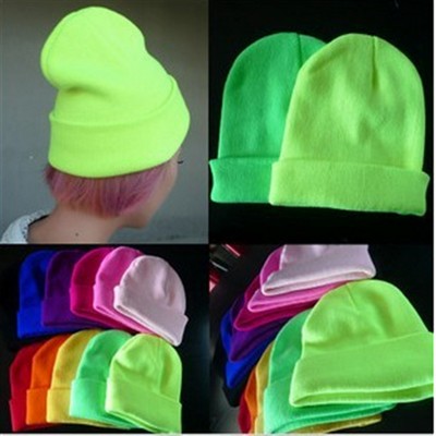 Fluorescence Color Knit Beanie