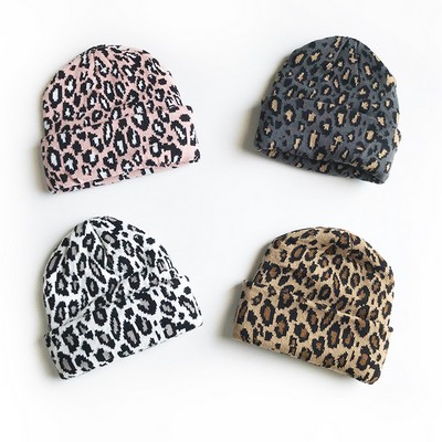 Leopard Print Knitted Beanie