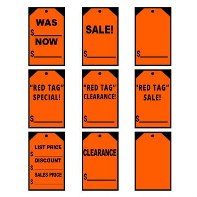 Red Fluorescent Stick On Tag Decal (Set of 12)